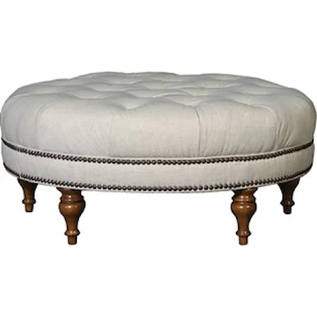 Traditional Table Ottoman with Turned Feet